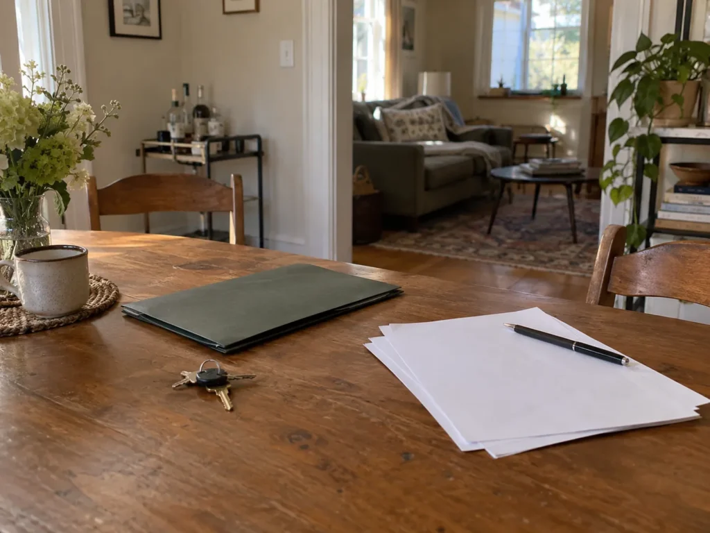 House documents and keys on a table in a Richmond area home