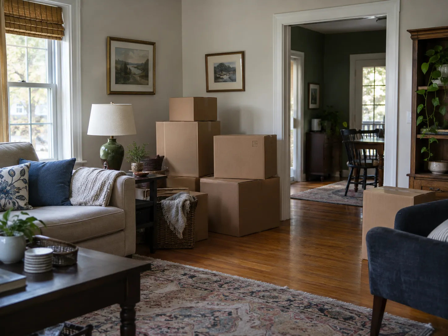 Packed boxes inside a Greater Richmond home before relocation